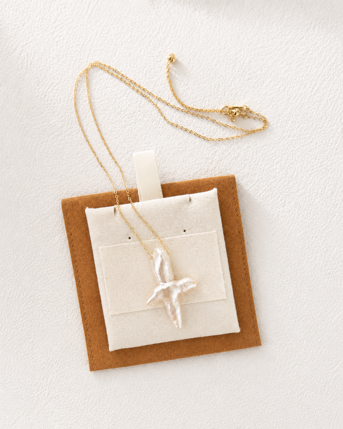 Pearl Cross Necklace in 14K Gold-Plated Chain