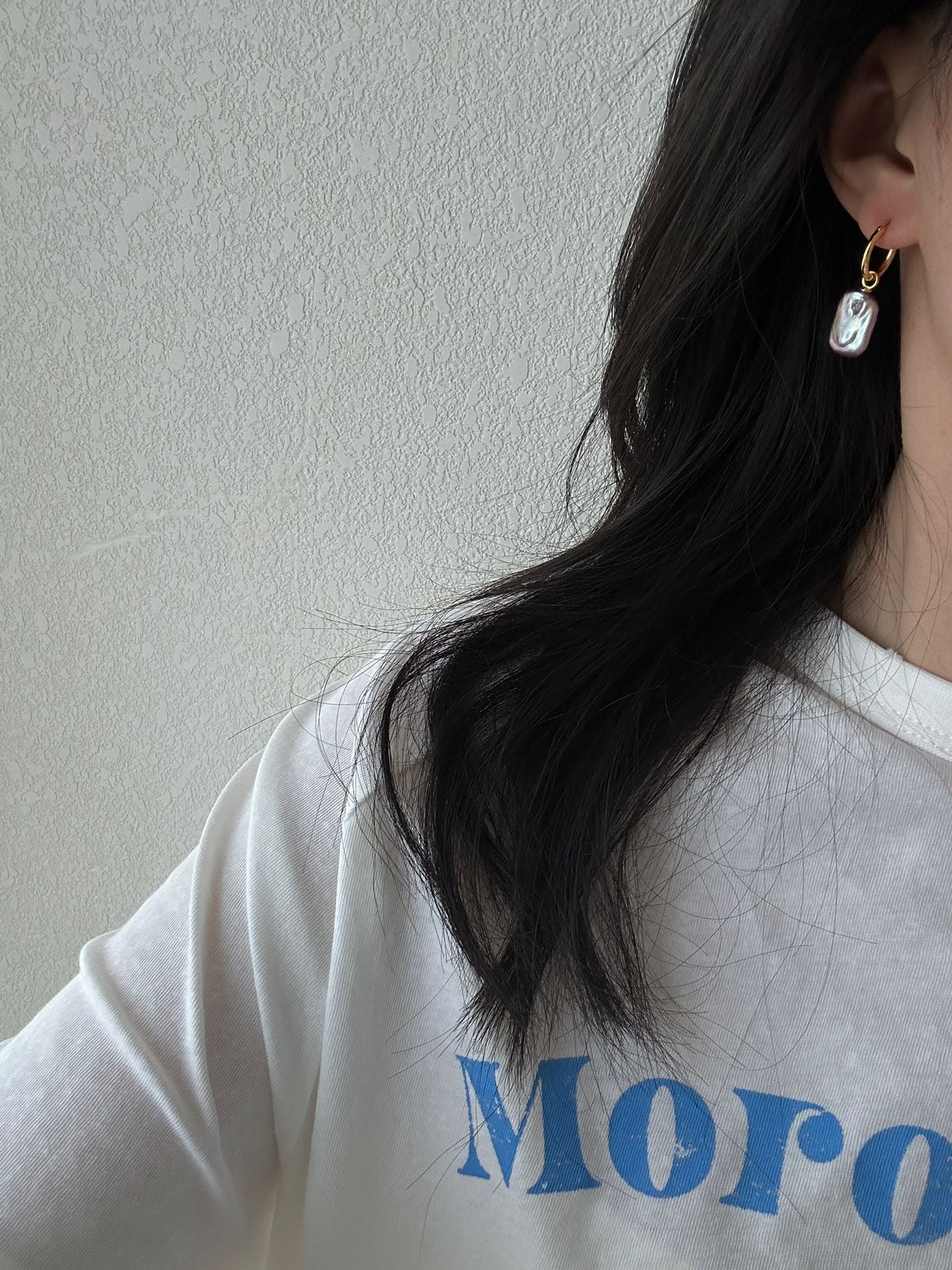 Iridescent Square Baroque Pearl Earrings