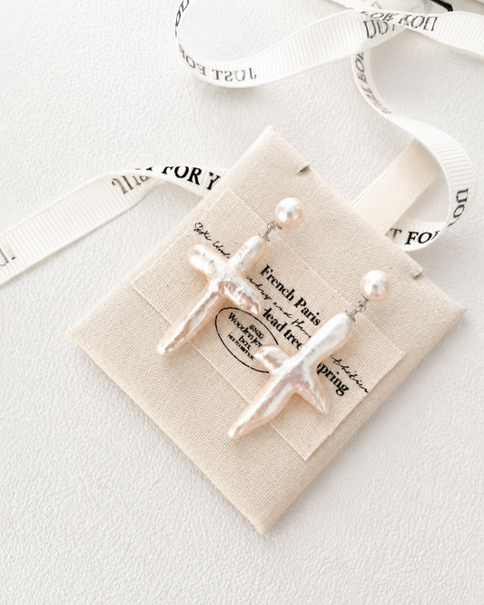 Sterling Silver Crucifix Pearl Earrings