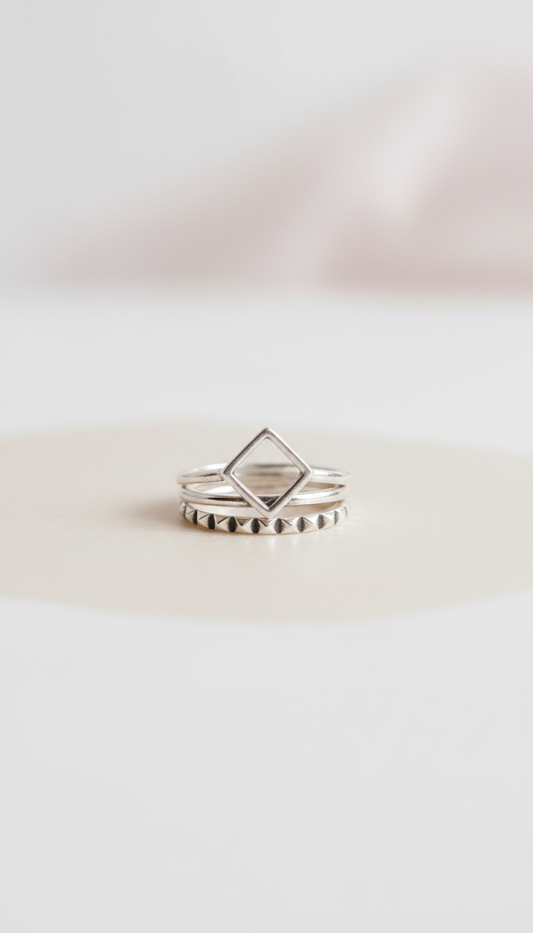 Sterling silver geometric stacking rings