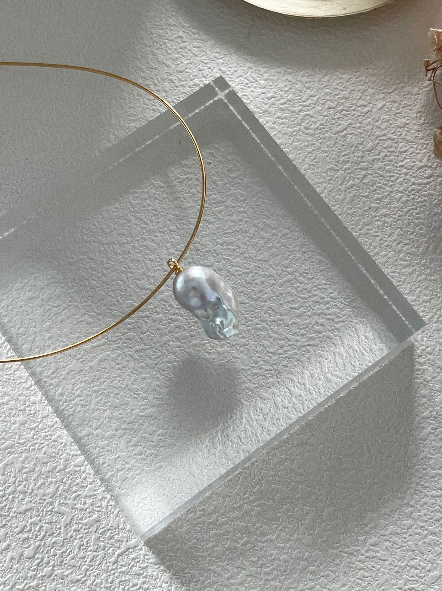 Gold Baroque Pearl Choker Necklace
