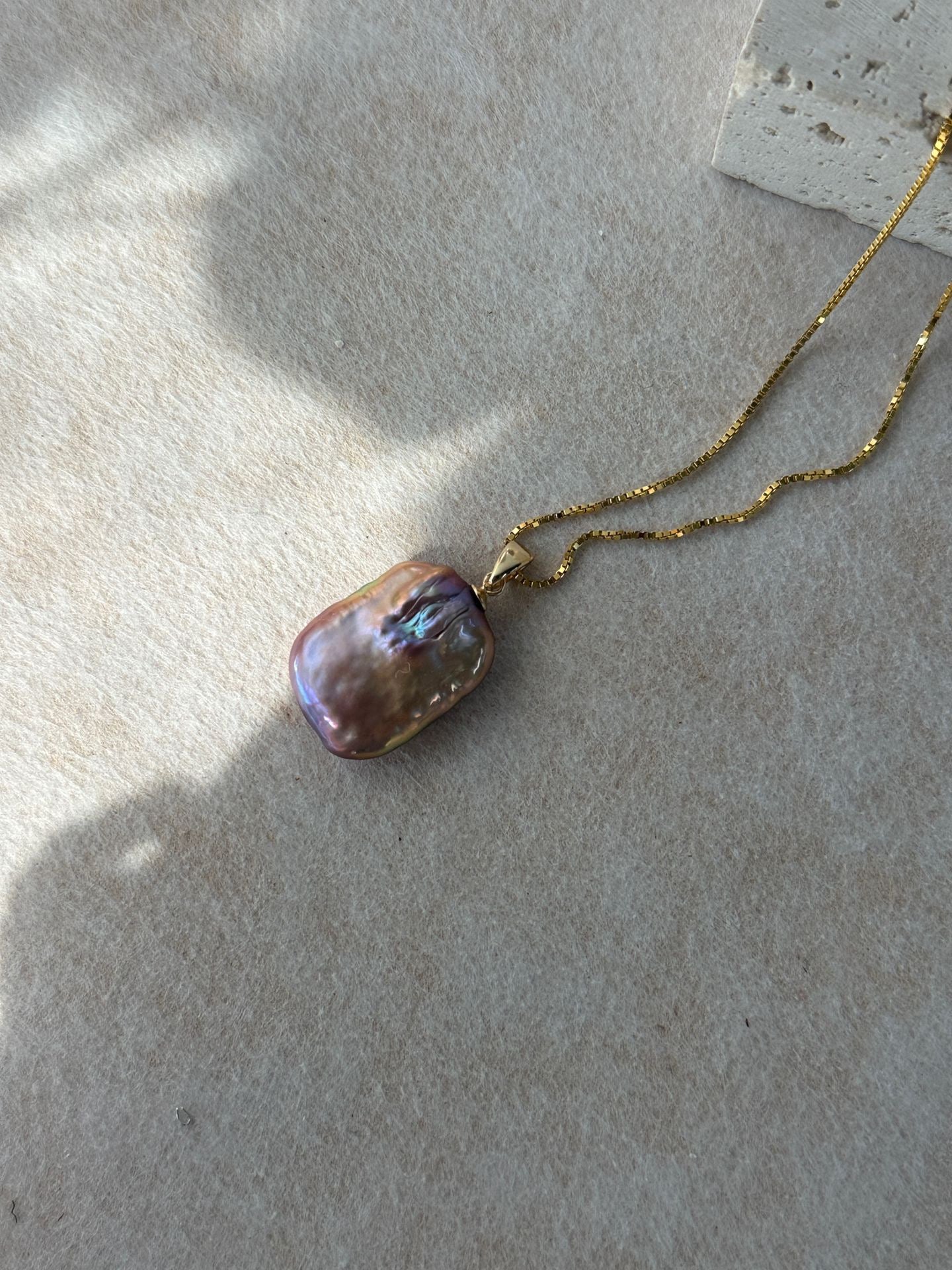 Square Baroque Pearl Pendant Necklace