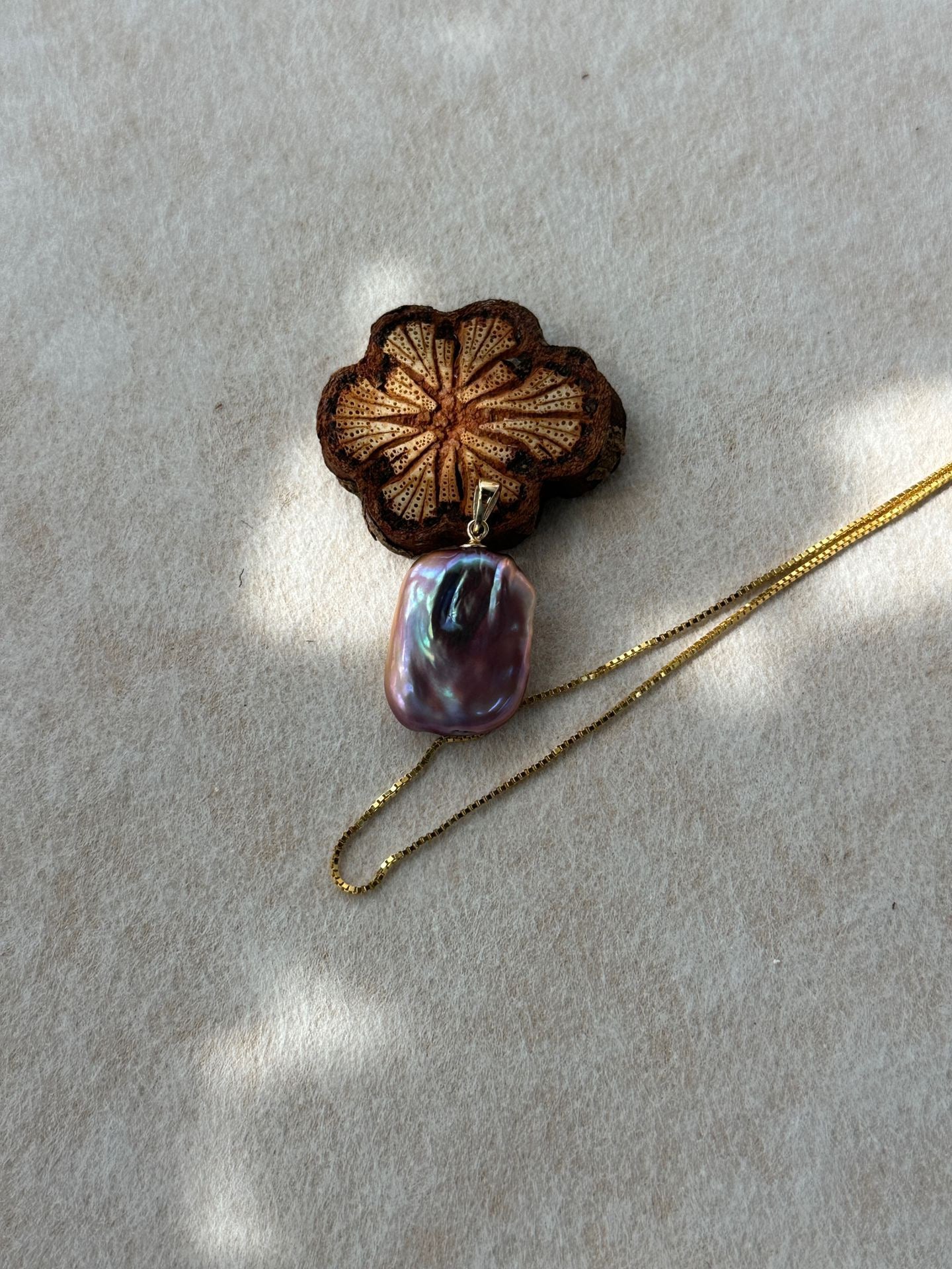 Square Baroque Pearl Pendant Necklace