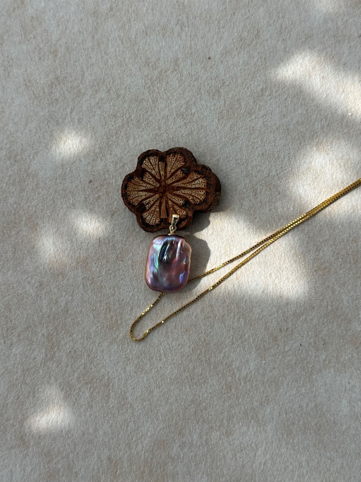 Square Baroque Pearl Pendant Necklace