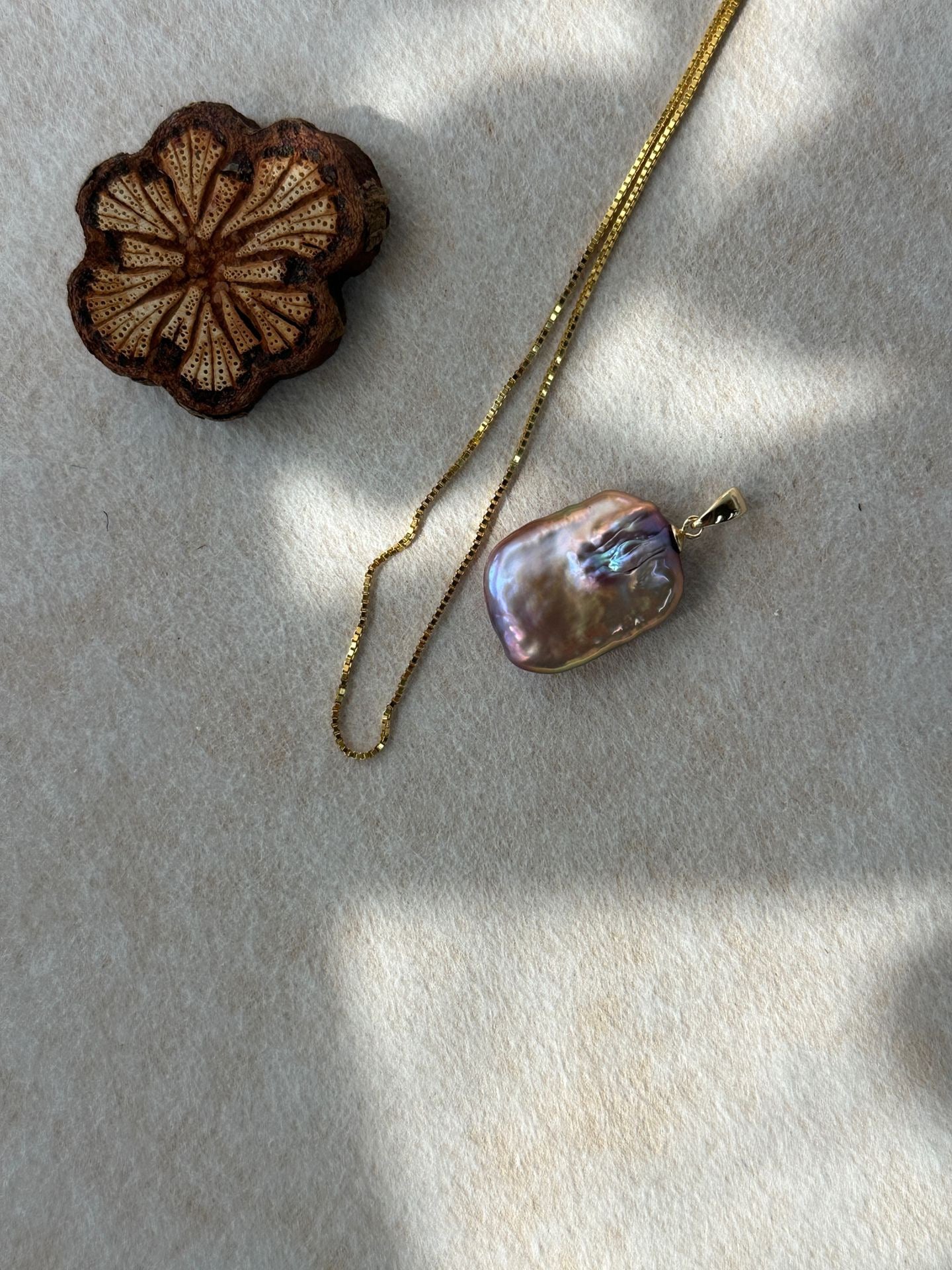 Square Baroque Pearl Pendant Necklace