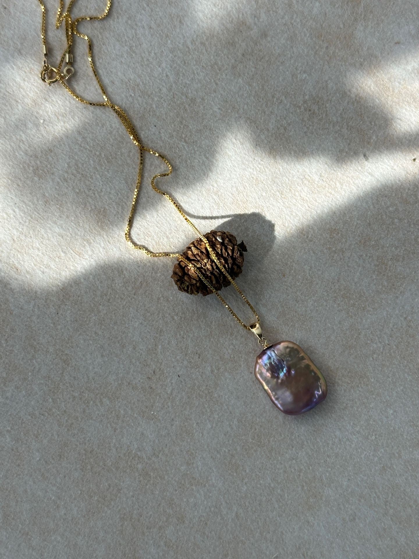 Square Baroque Pearl Pendant Necklace