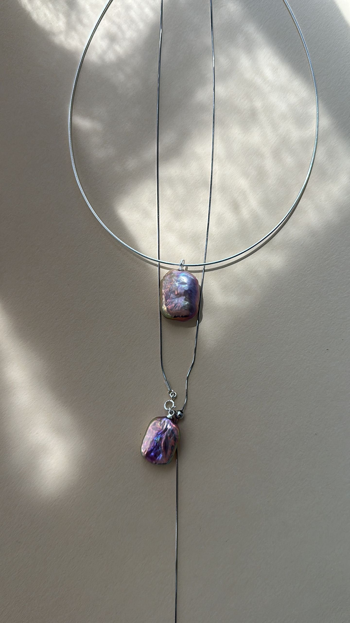 Square Baroque Pearl Choker Necklace sliver