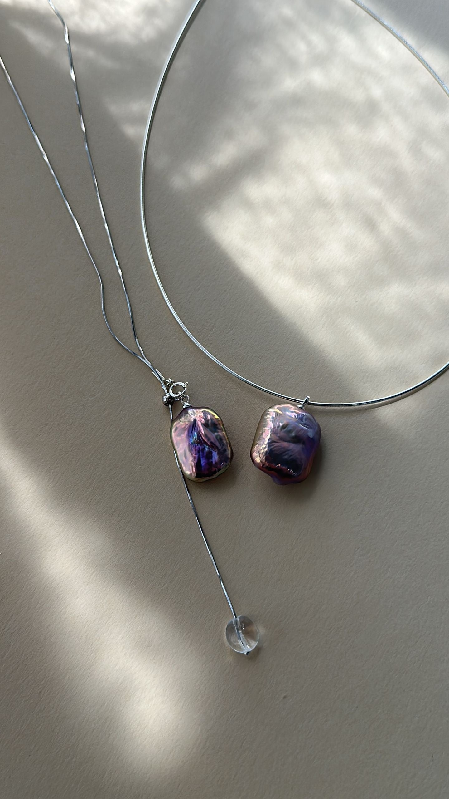 Square Baroque Pearl Choker Necklace sliver