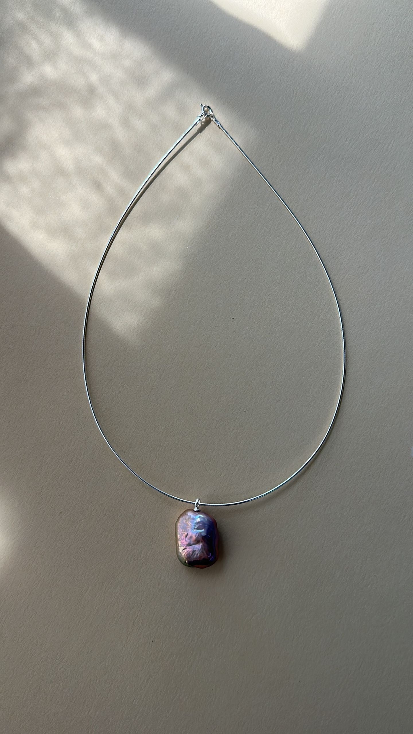 Square Baroque Pearl Choker Necklace sliver