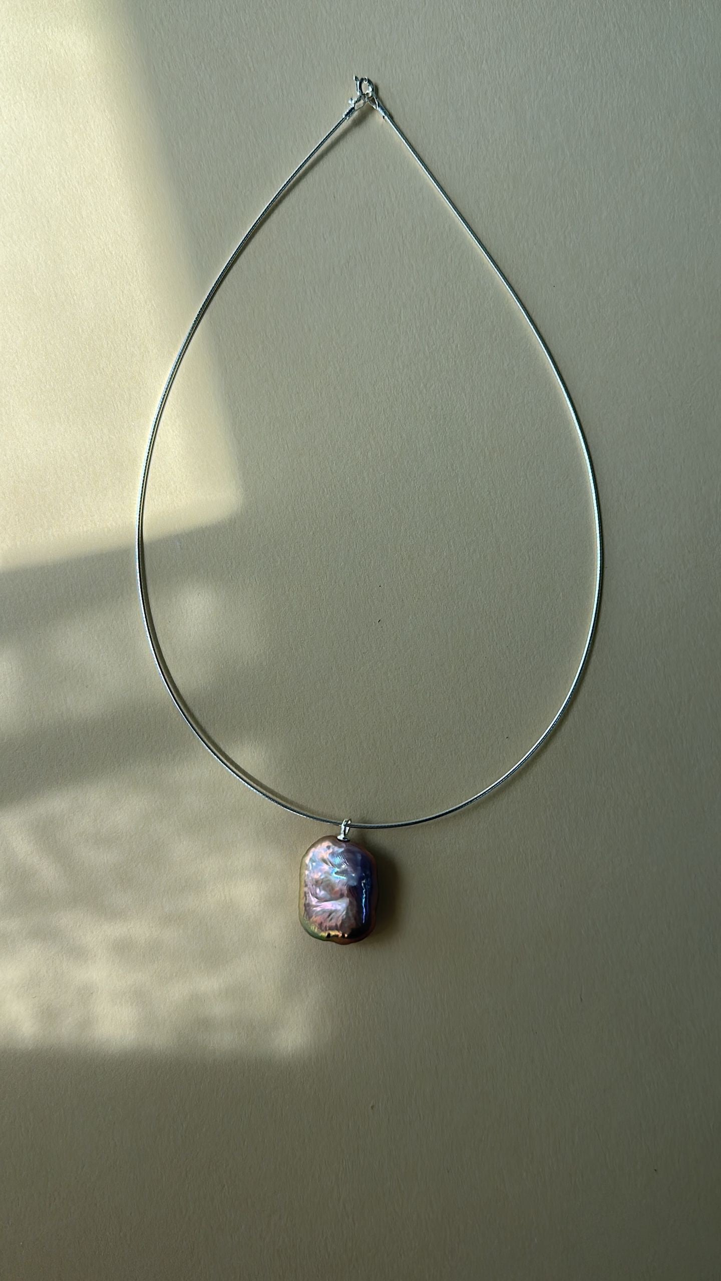 Square Baroque Pearl Choker Necklace sliver