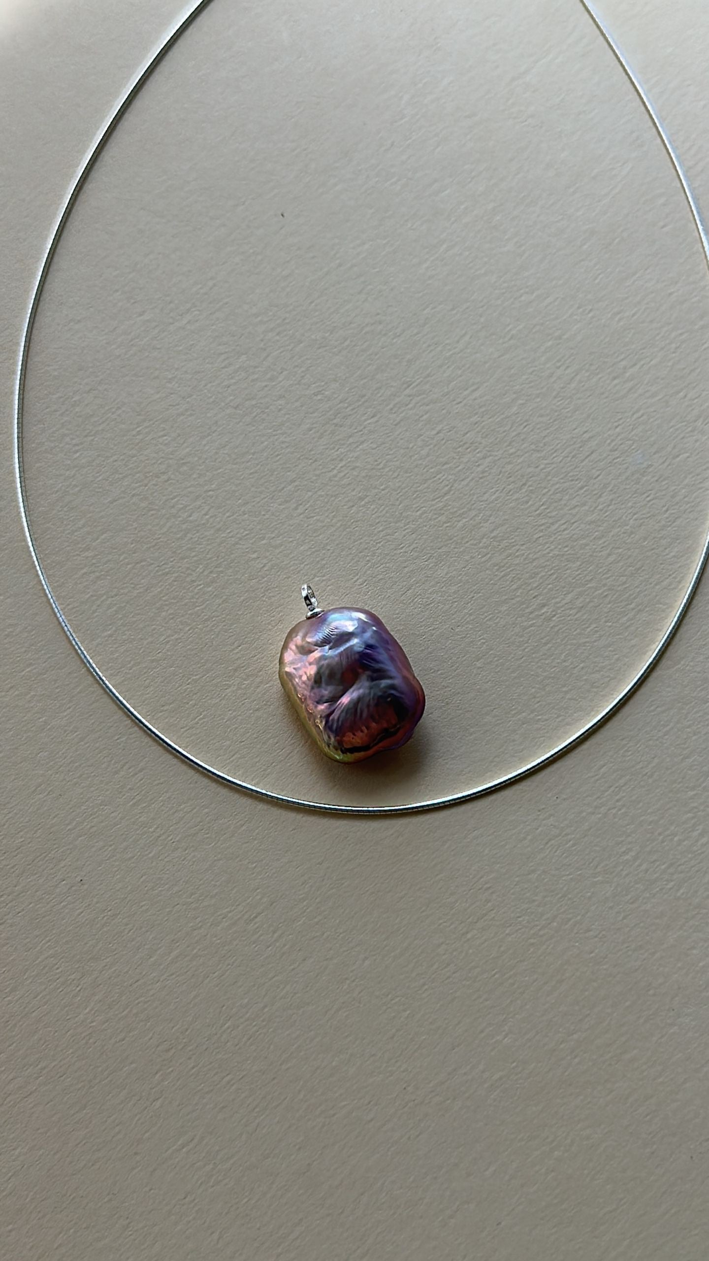 Square Baroque Pearl Choker Necklace sliver