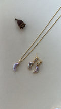 Iridescent Pearl Moon Pendant Necklace – Gold