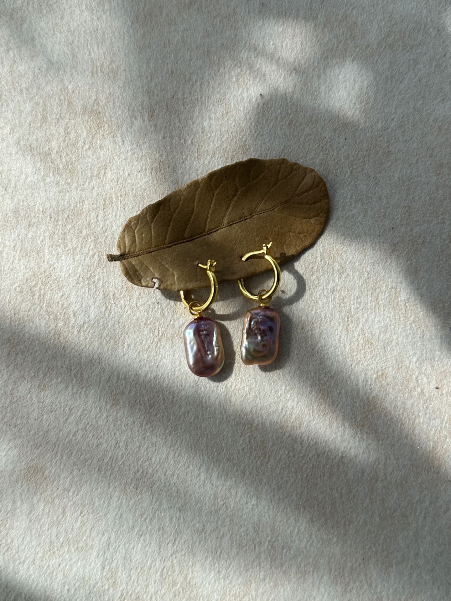 Iridescent Square Baroque Pearl Earrings