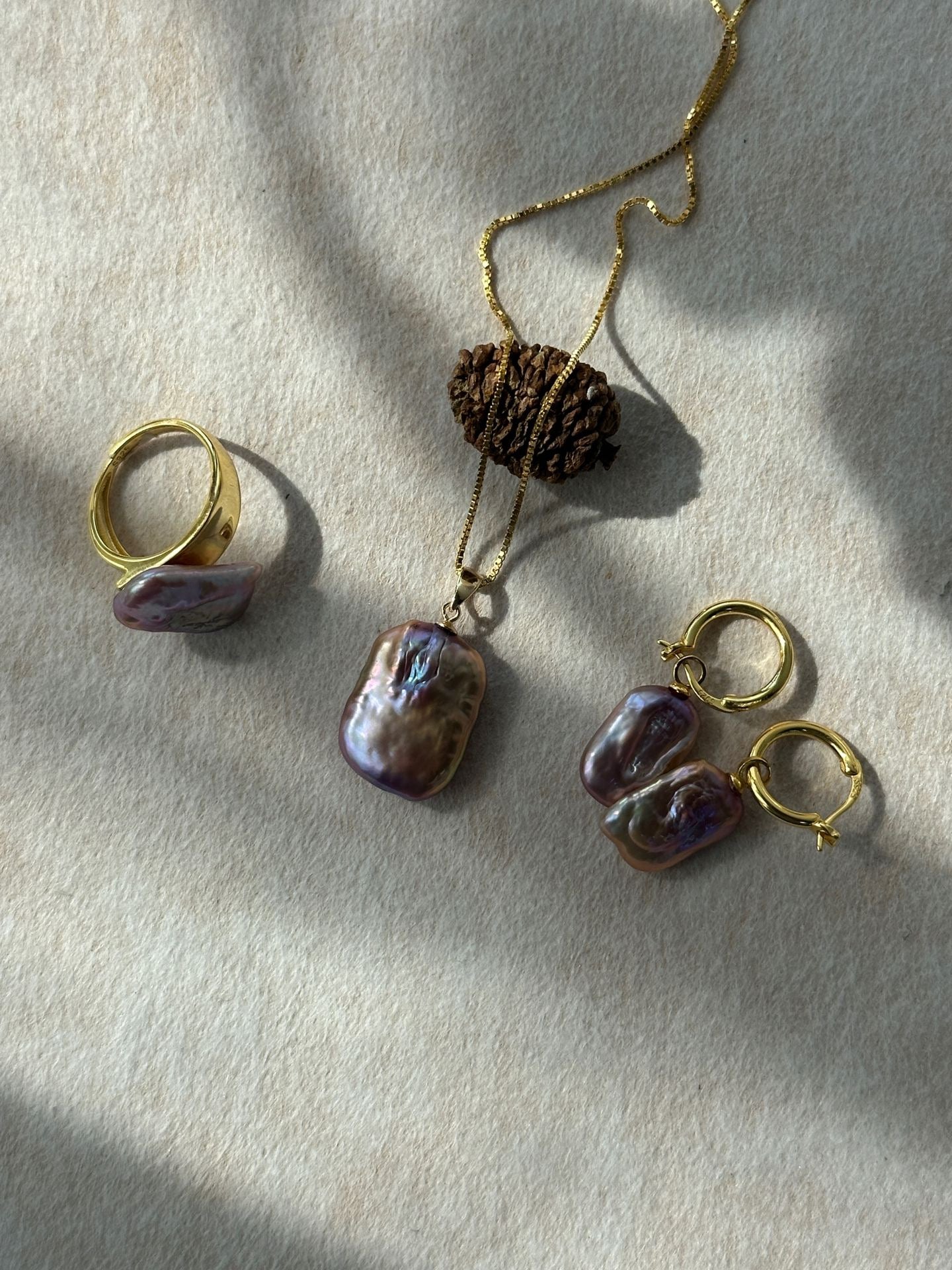 Iridescent Square Baroque Pearl Earrings