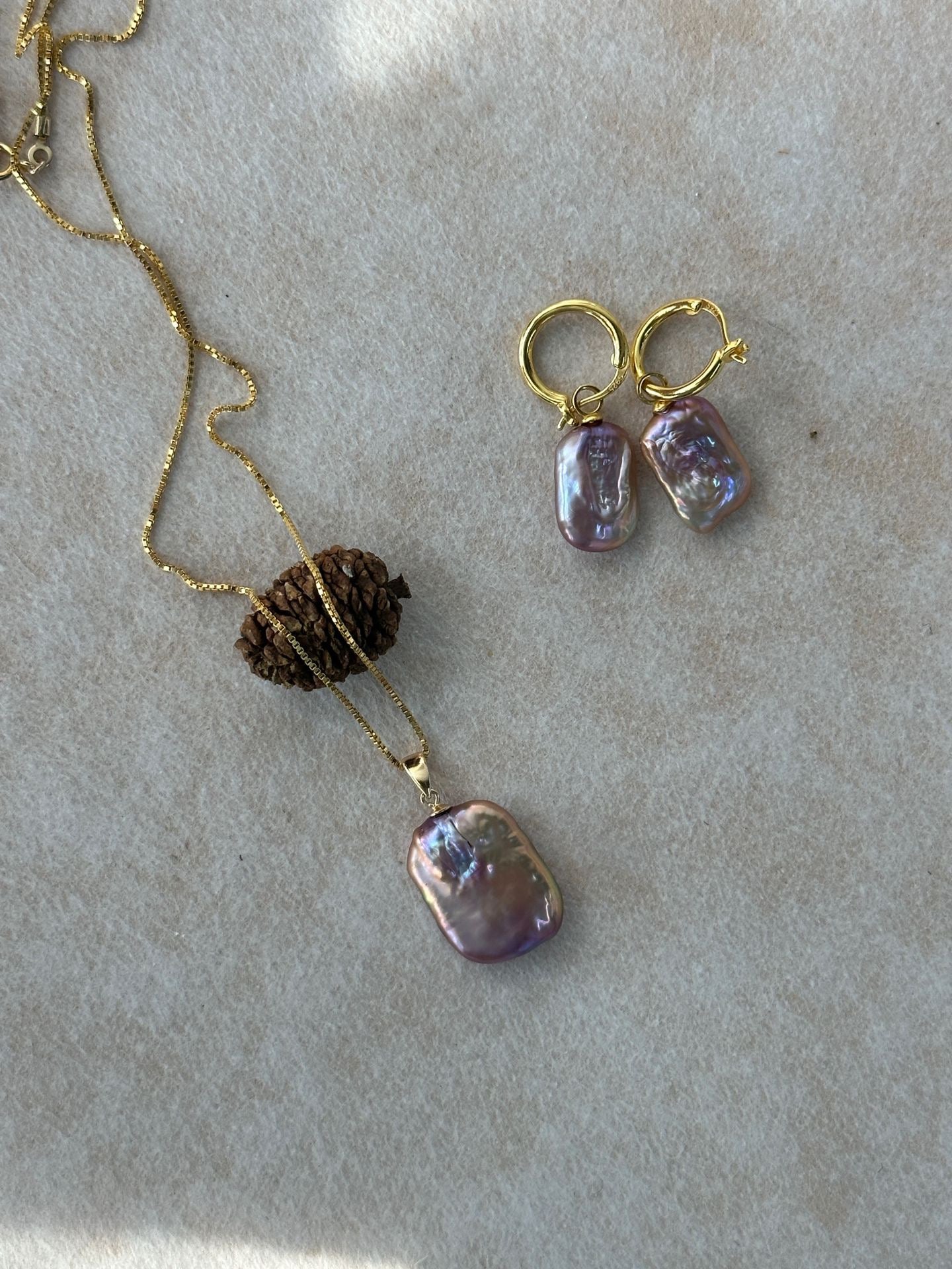 Iridescent Square Baroque Pearl Earrings