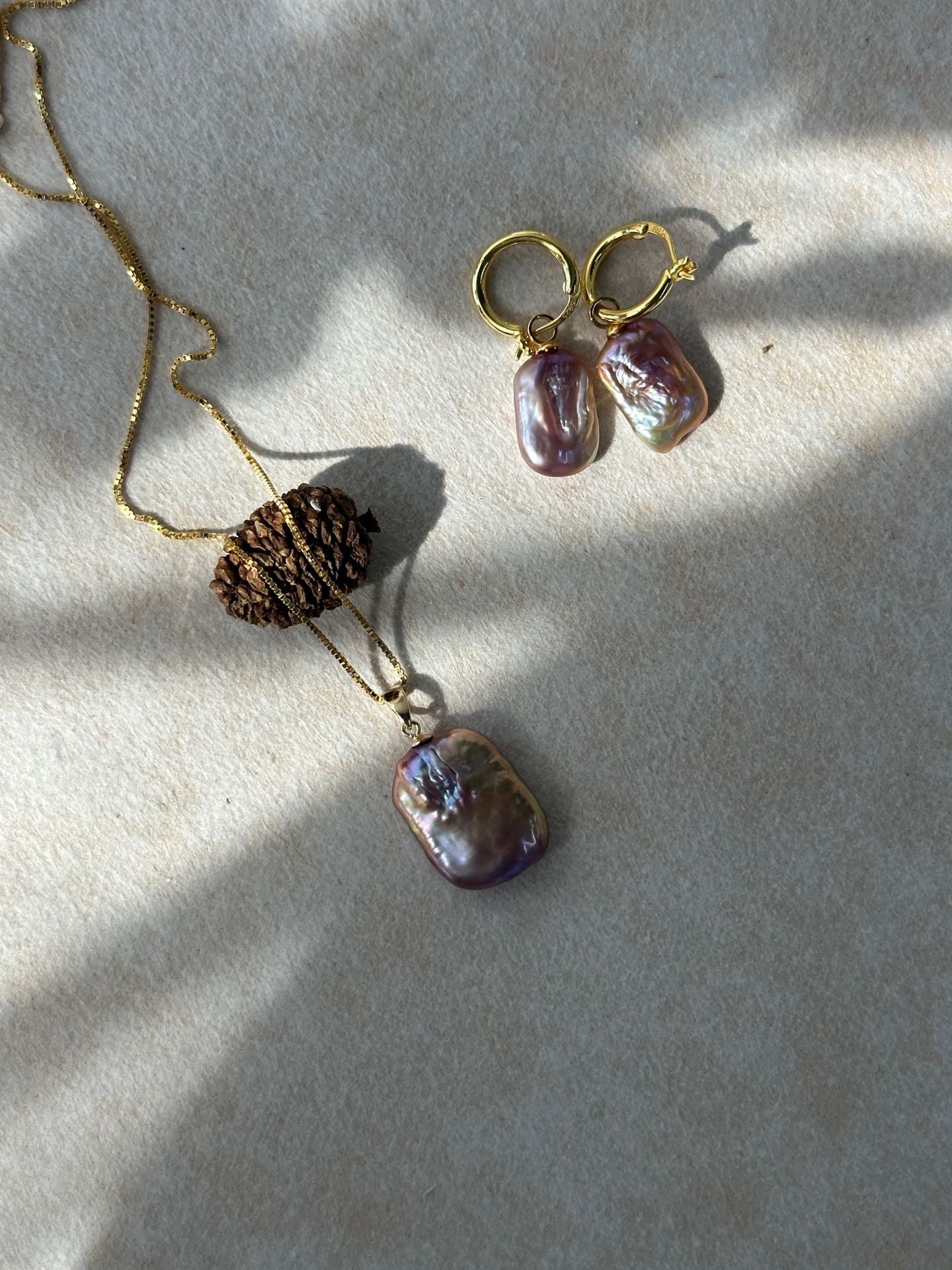 Iridescent Square Baroque Pearl Earrings