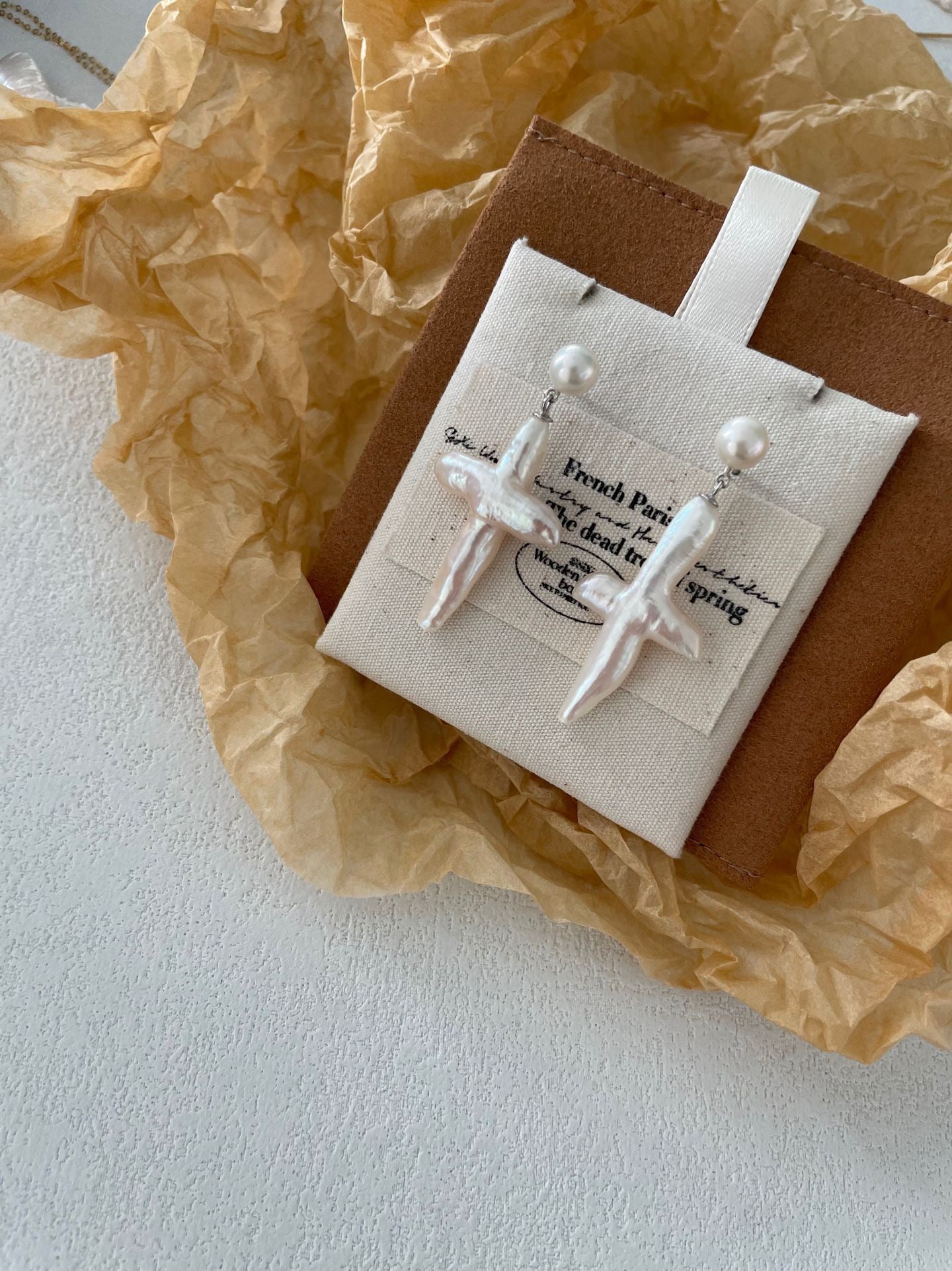 Cross Pearl Earrings