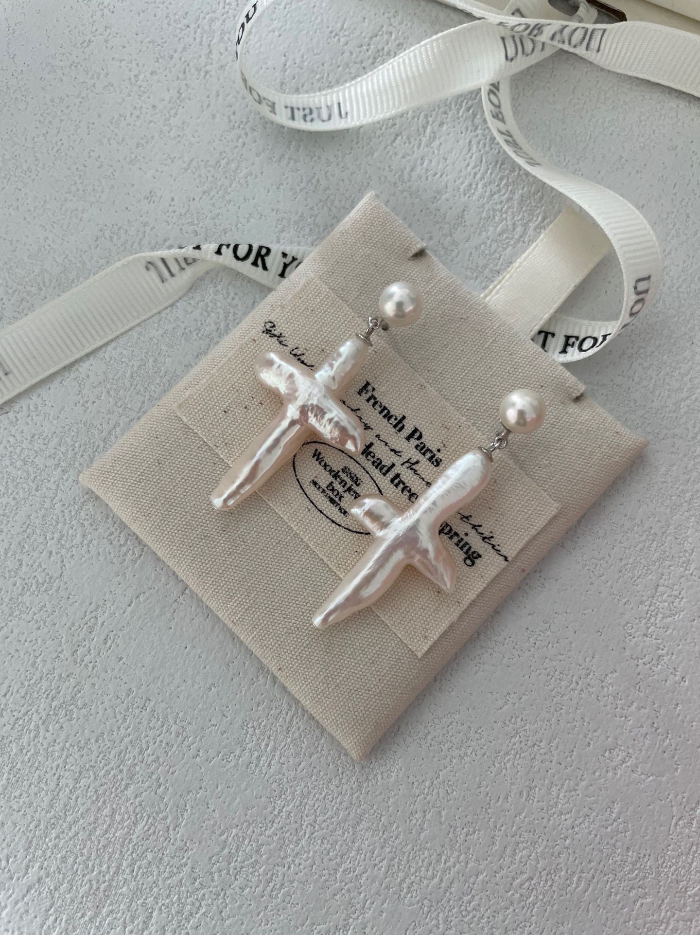 Cross Pearl Earrings
