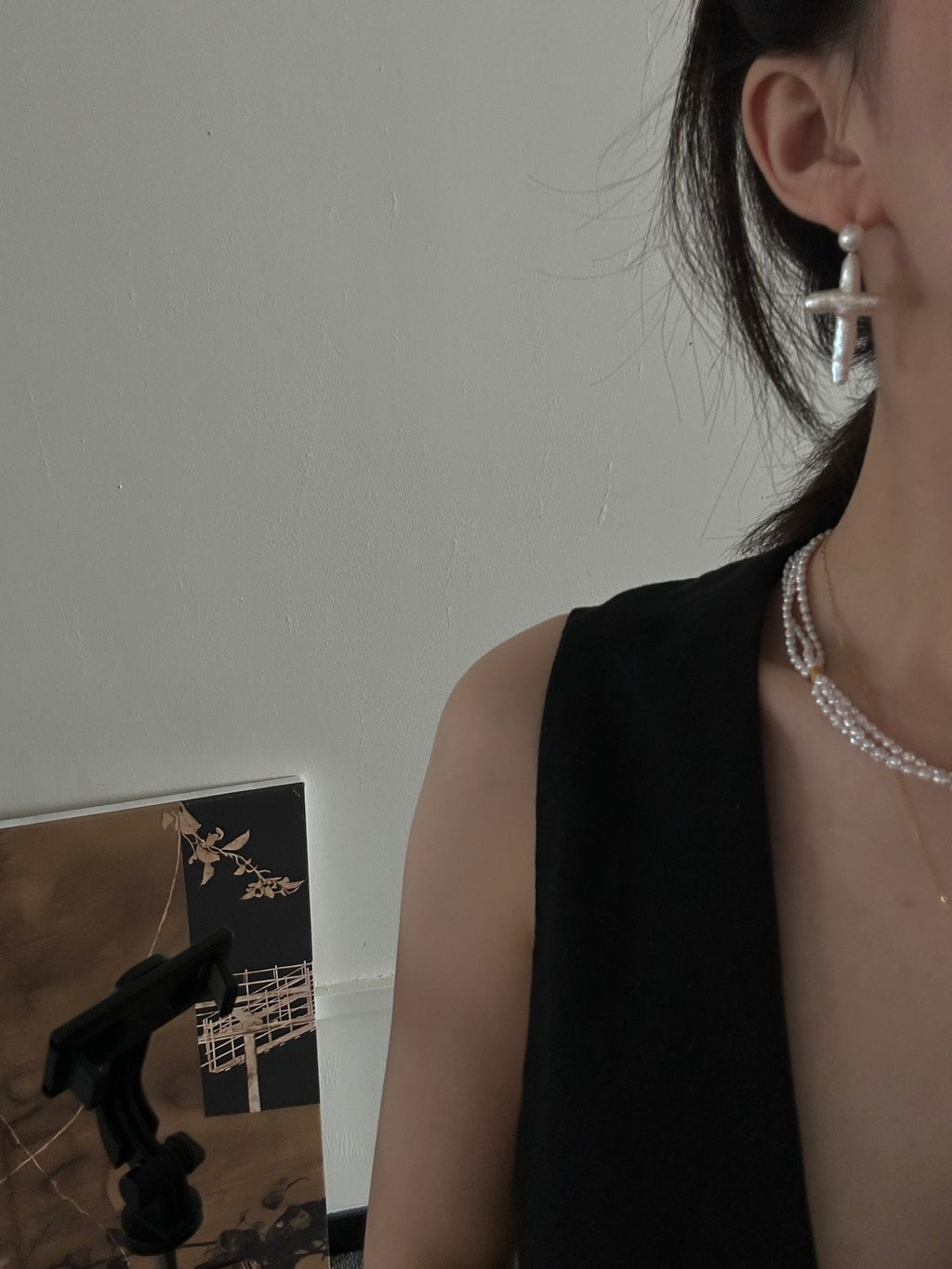 Cross Pearl Earrings