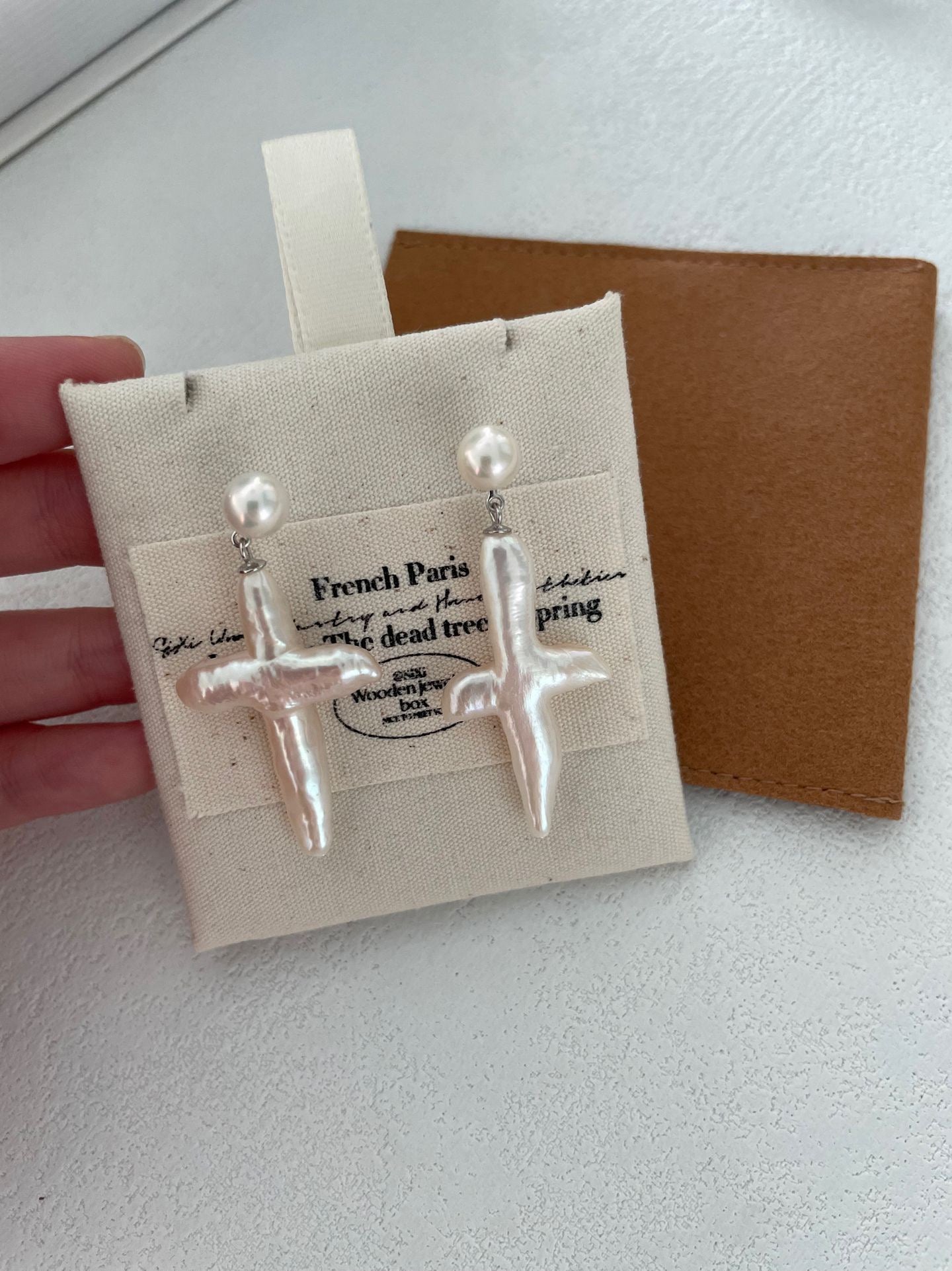 Cross Pearl Earrings