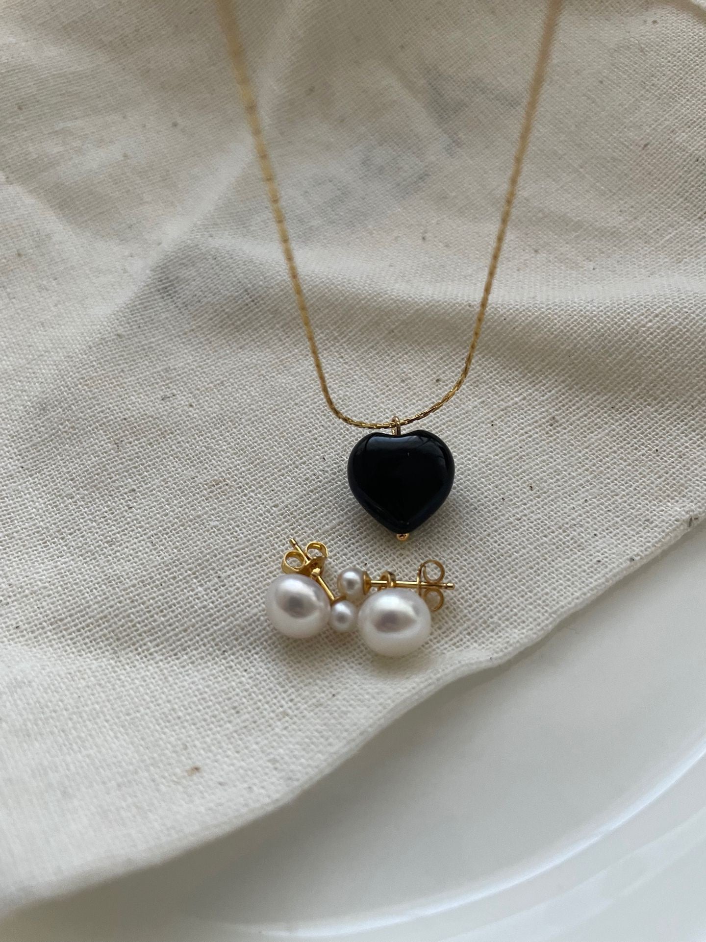 Double Pearl Stud Earrings