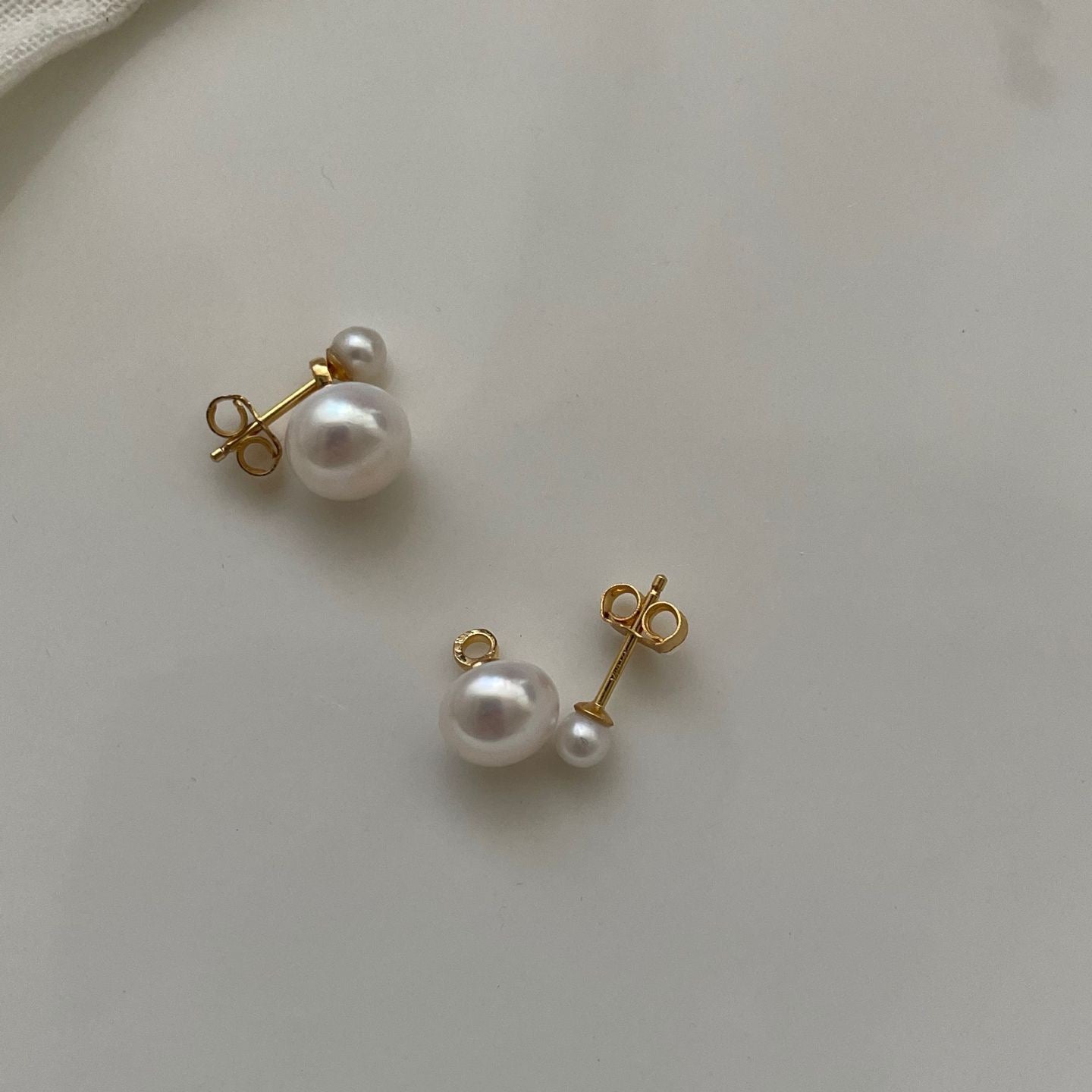 Double Pearl Stud Earrings