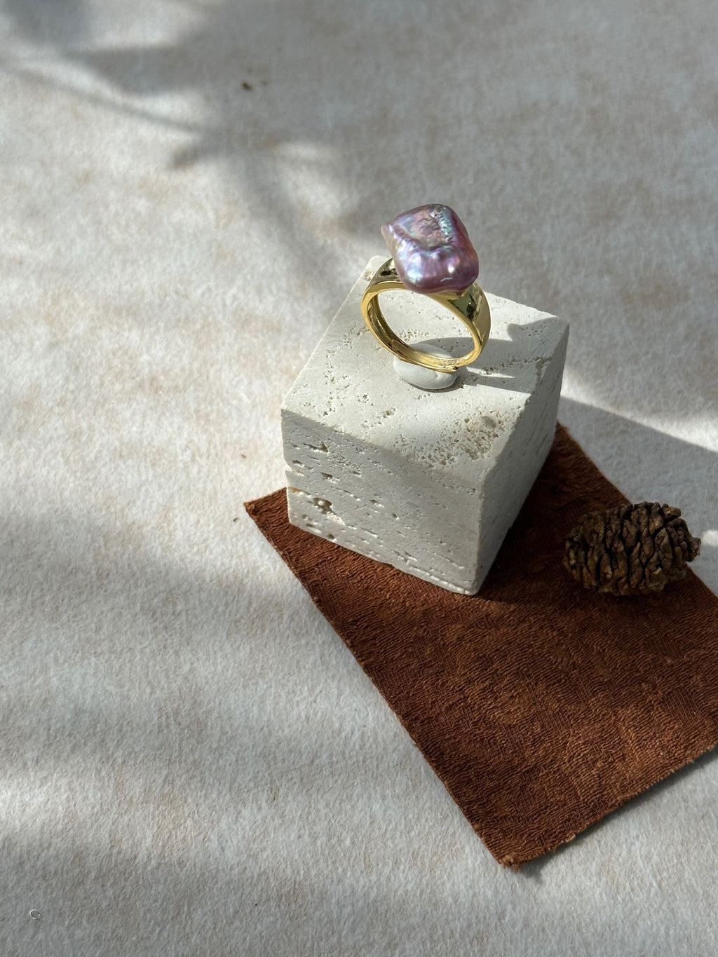 Adjustable Square Baroque Freshwater Pearl Ring