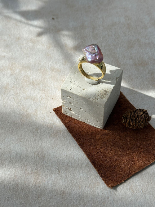 Adjustable Square Baroque Freshwater Pearl Ring