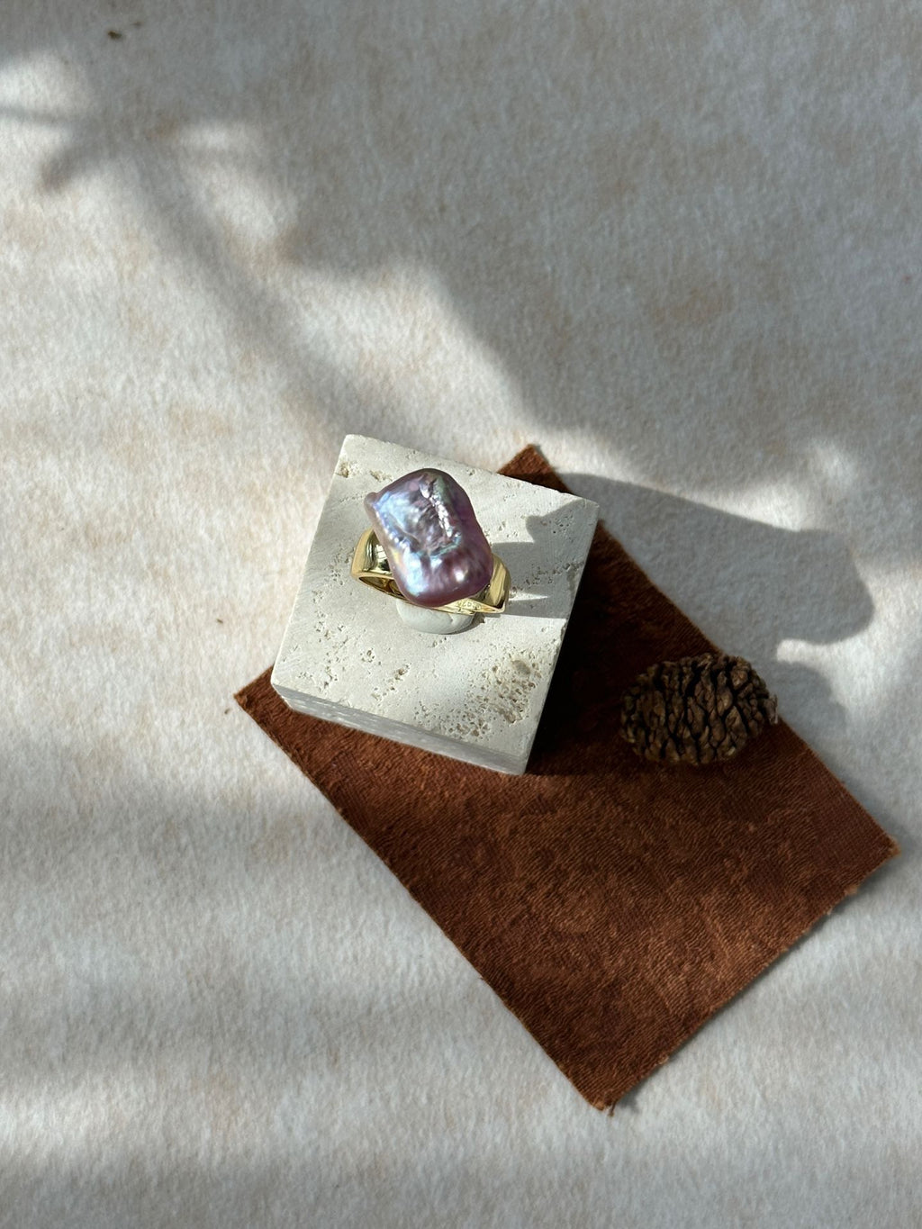 Adjustable Square Baroque Freshwater Pearl Ring