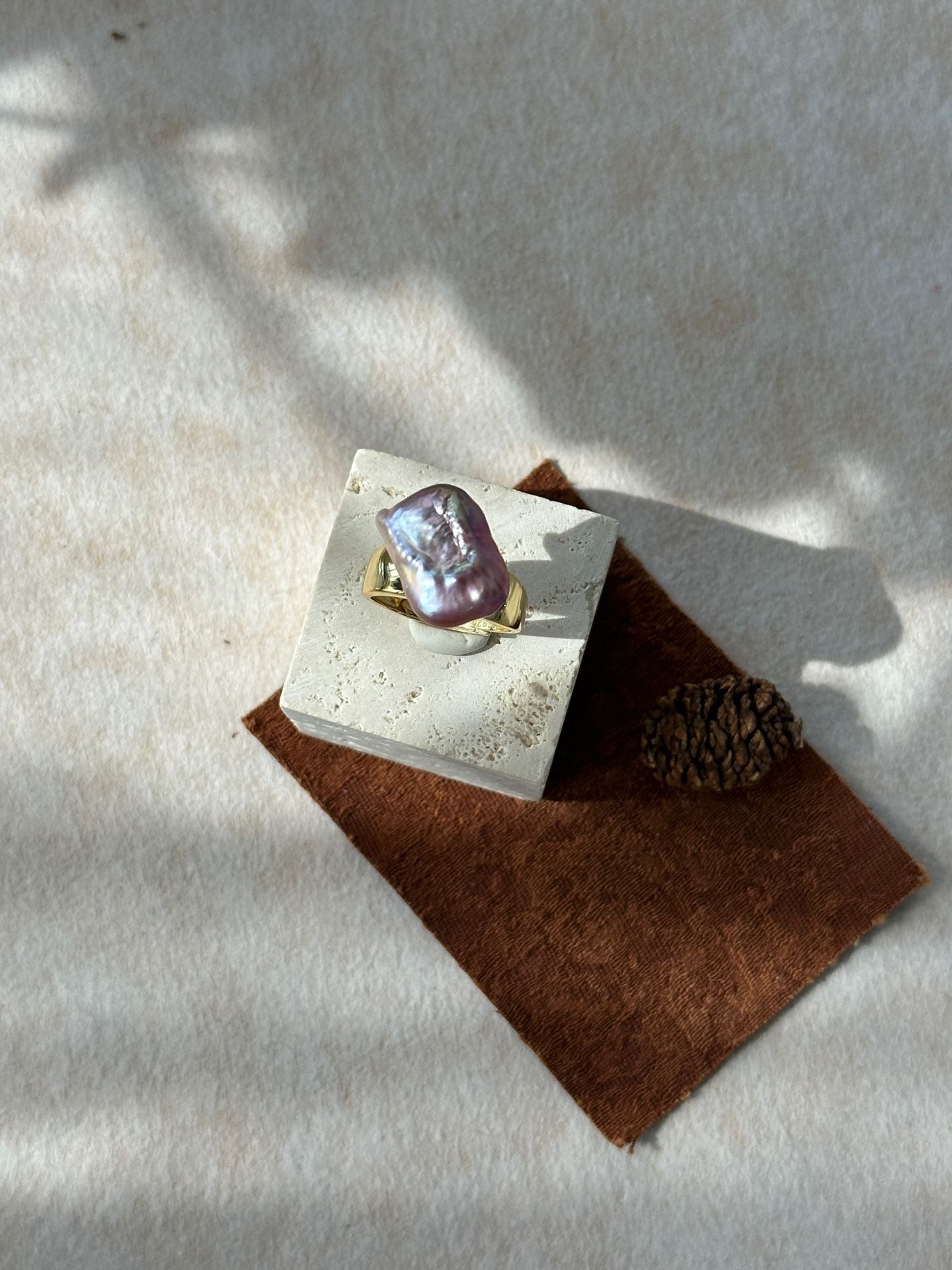 Adjustable Square Baroque Freshwater Pearl Ring