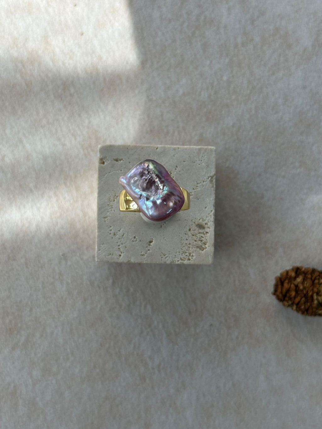 Adjustable Square Baroque Freshwater Pearl Ring