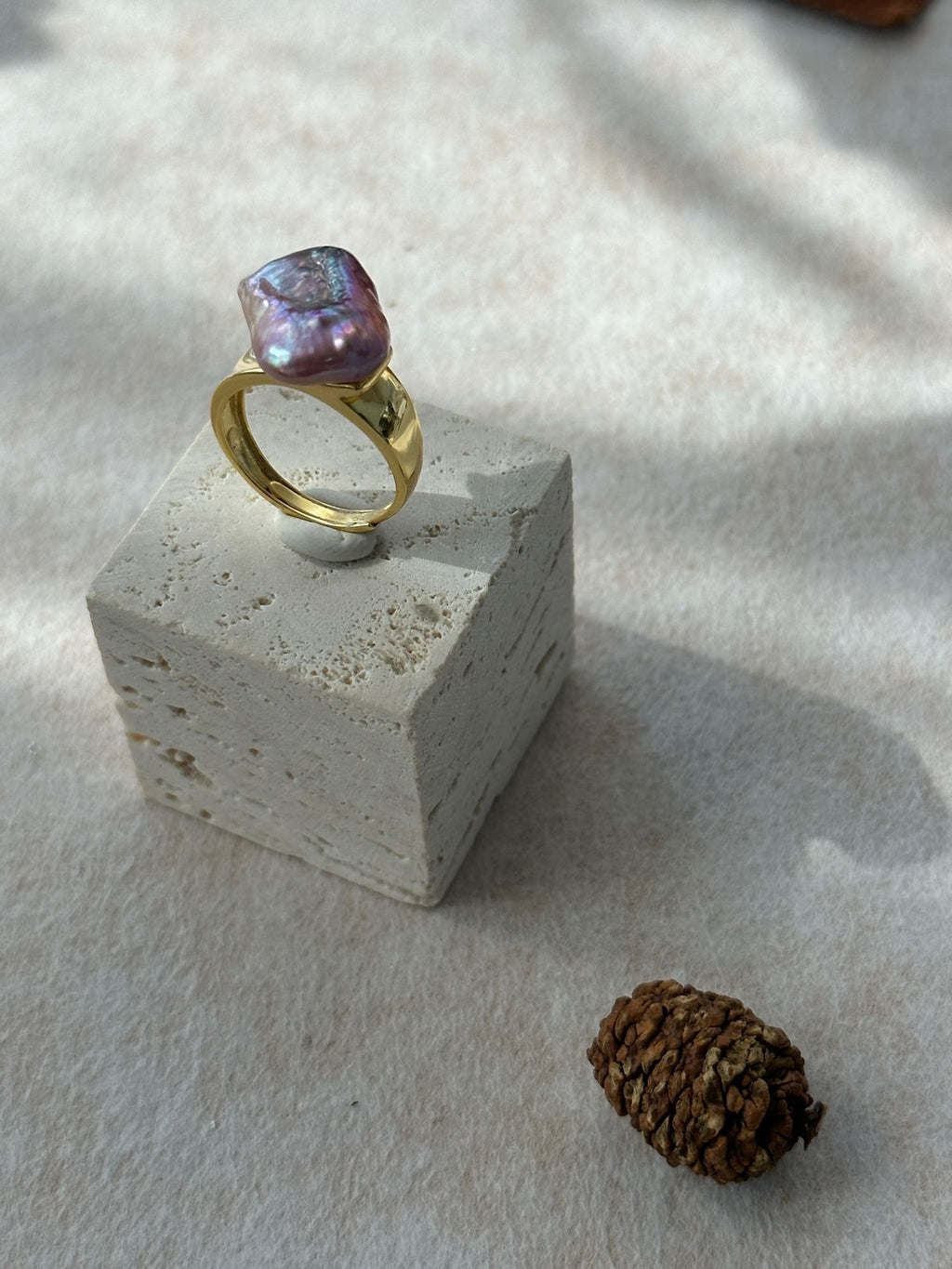 Adjustable Square Baroque Freshwater Pearl Ring