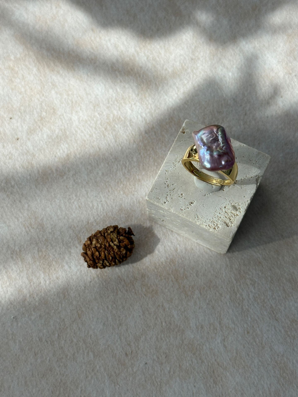 Adjustable Square Baroque Freshwater Pearl Ring