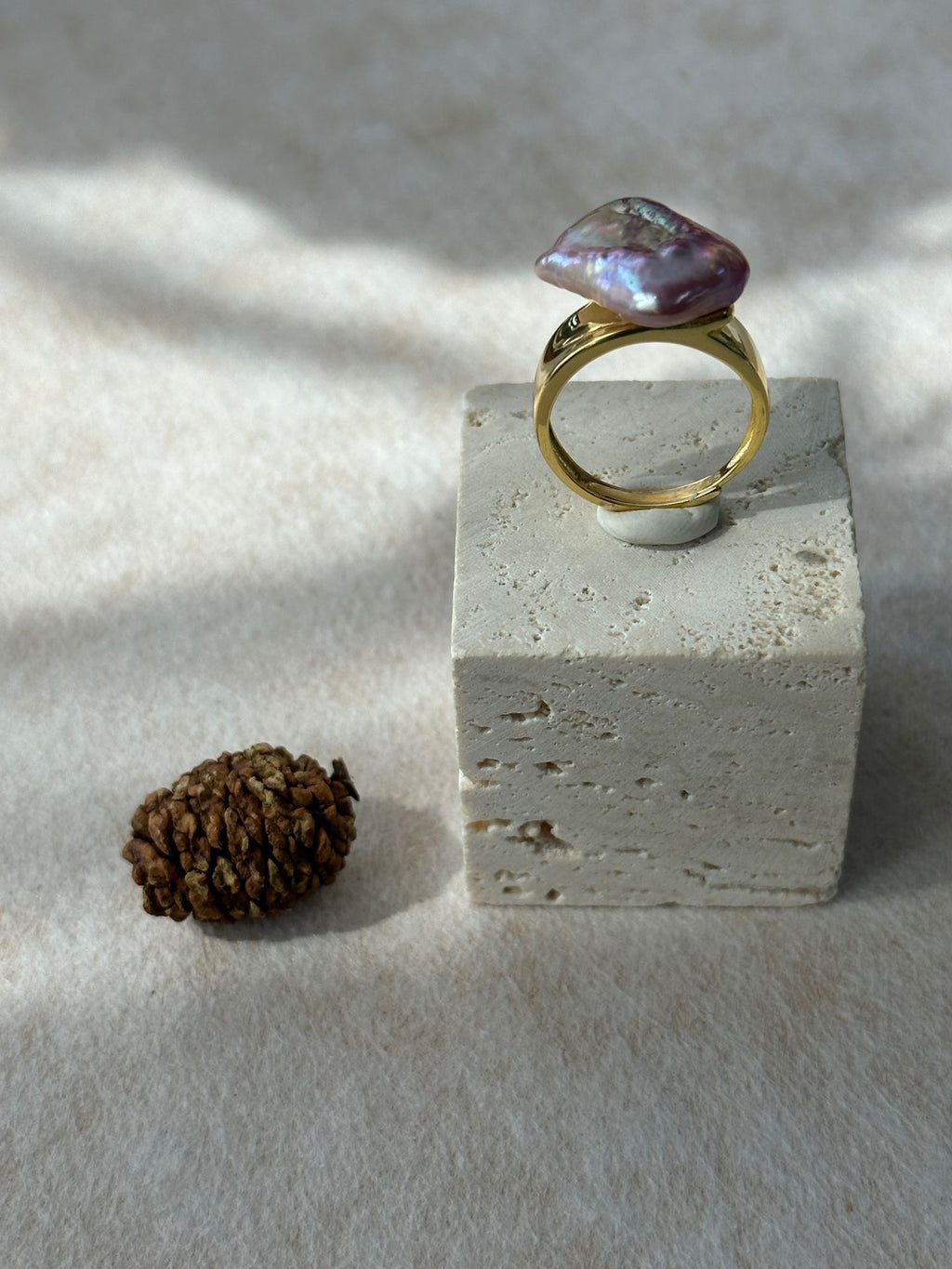 Adjustable Square Baroque Freshwater Pearl Ring