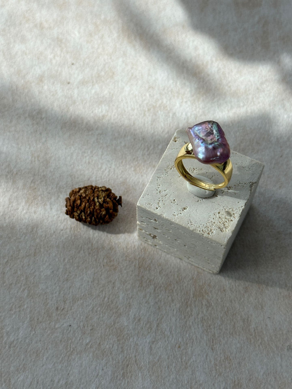 Adjustable Square Baroque Freshwater Pearl Ring