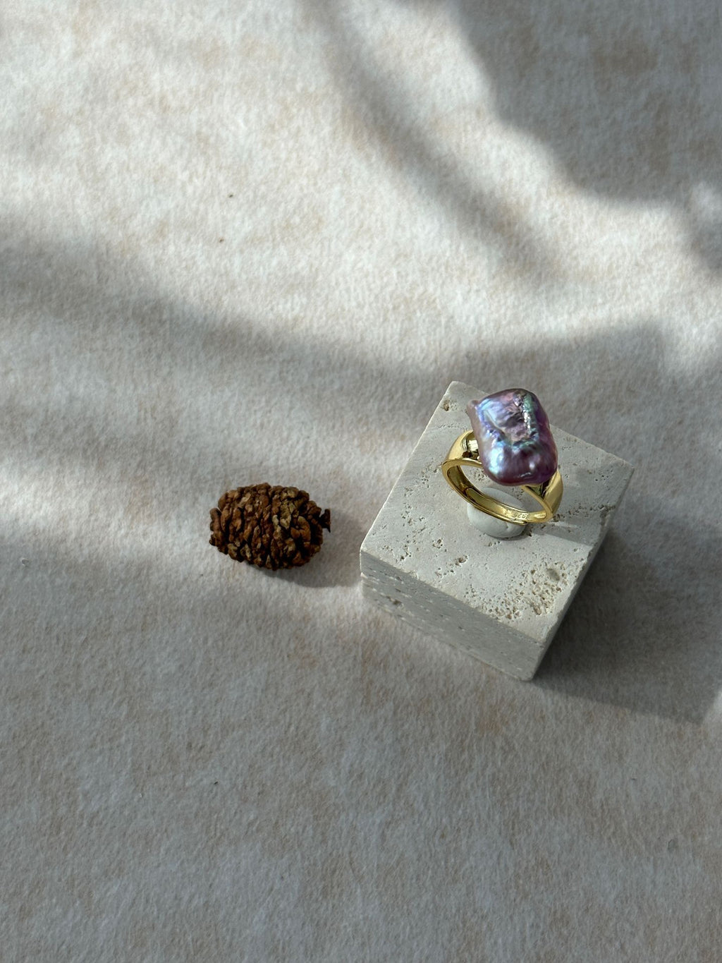 Adjustable Square Baroque Freshwater Pearl Ring