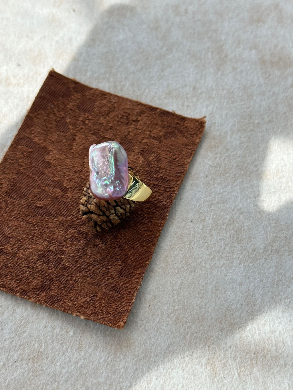 Adjustable Square Baroque Freshwater Pearl Ring