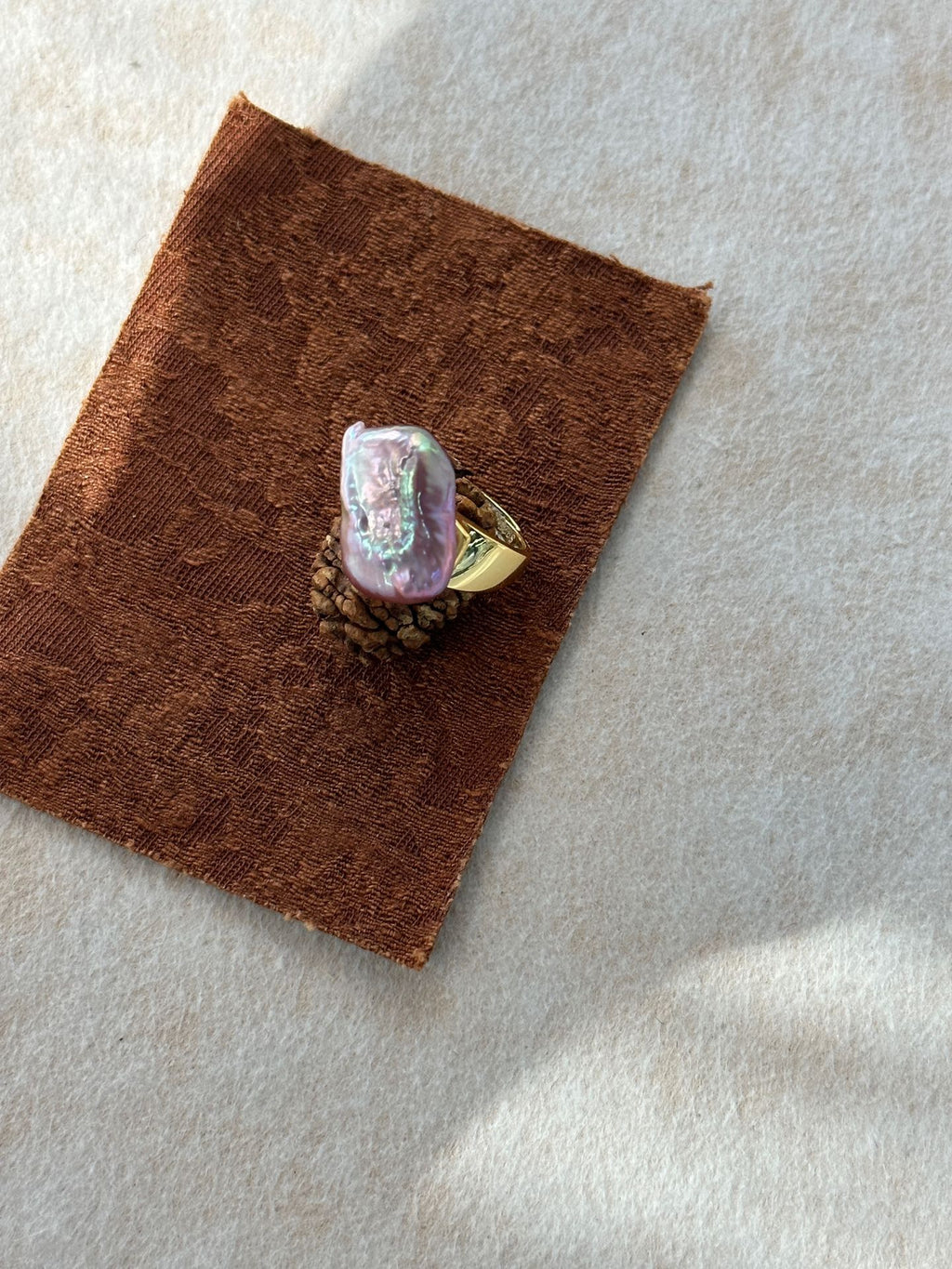 Adjustable Square Baroque Freshwater Pearl Ring