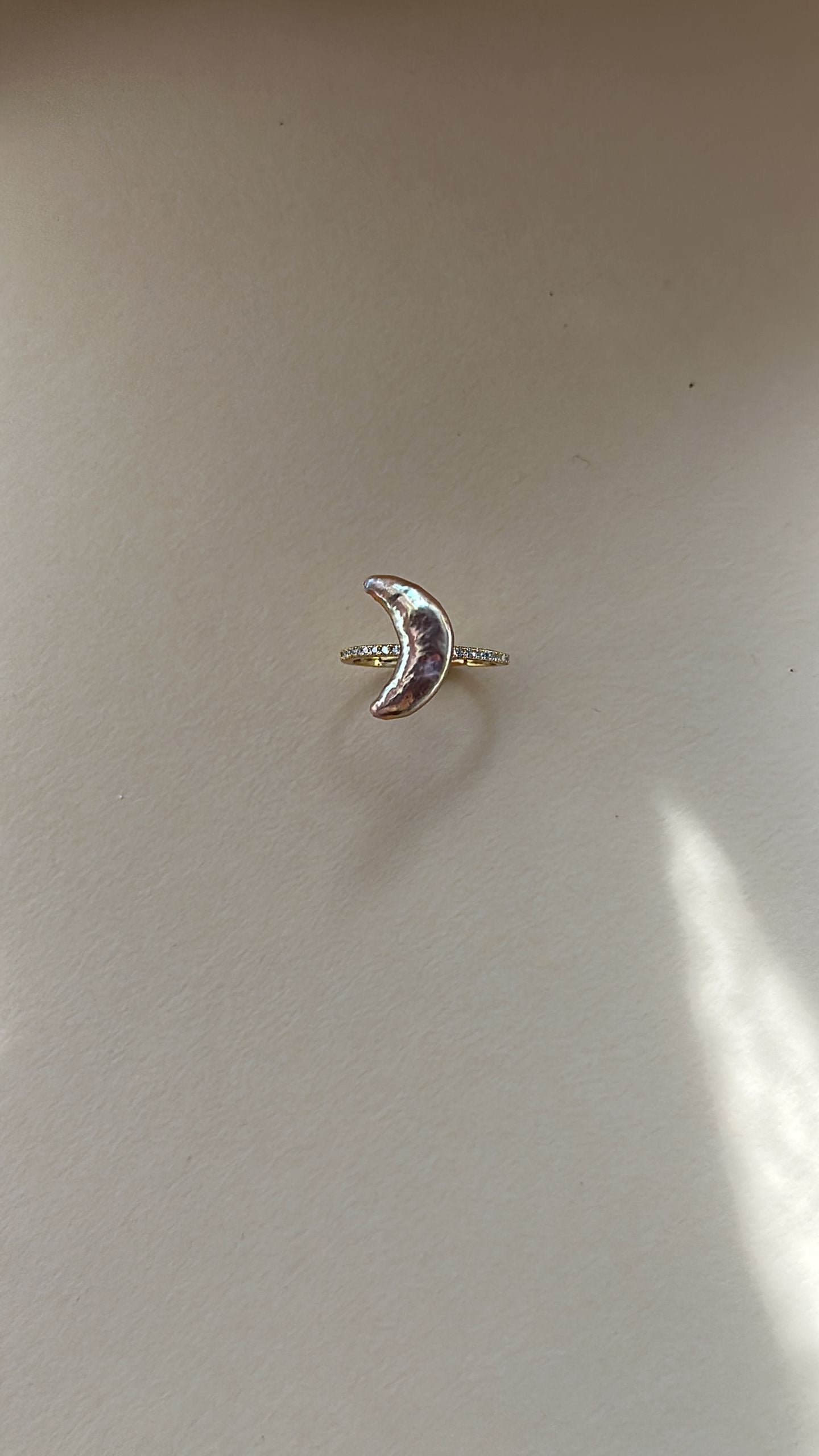 Iridescent Moon Adjustable Pearl Ring
