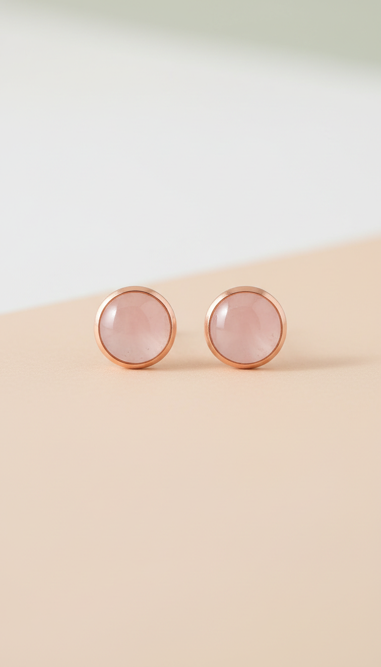 Polished gemstone stud earrings