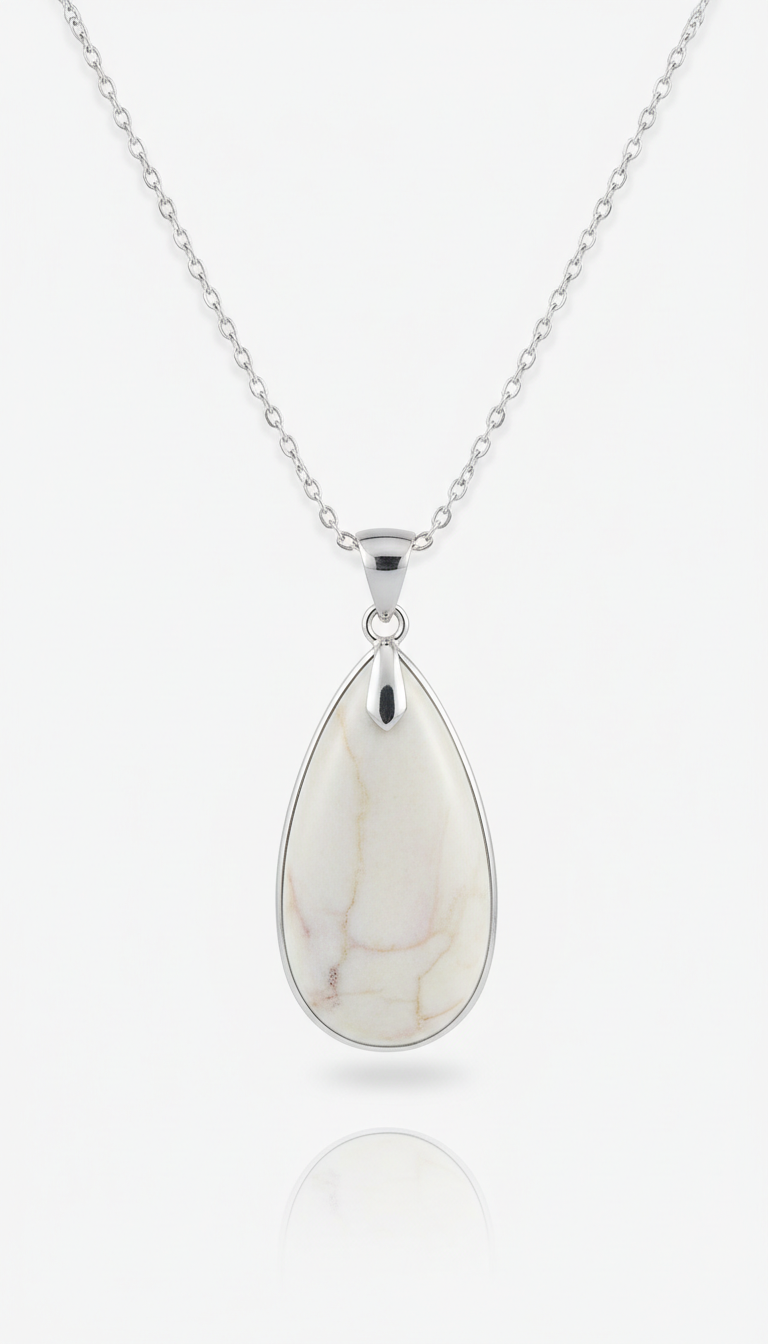 Polished gemstone solitaire pendant necklace