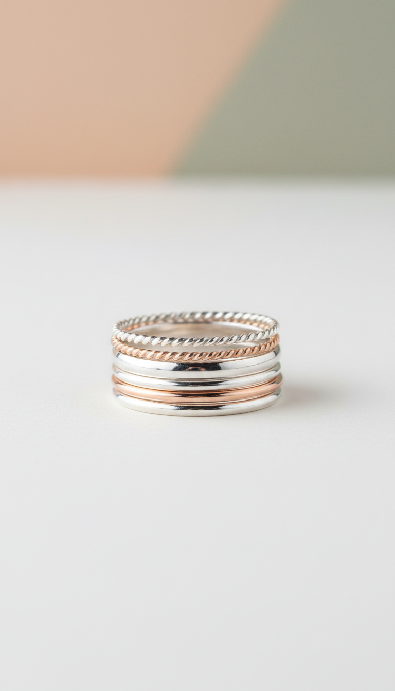 Sterling silver stackable rings set