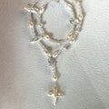 Celeste Silver Pearl Cross Necklace — product view 1