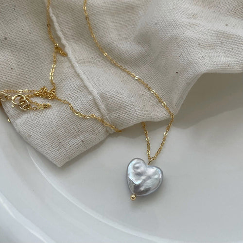Amelie 18K Gold-Plated Heart Baroque Pearl Necklace — detail view 1