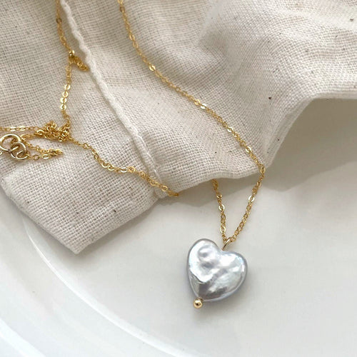 Amelie Heart Baroque Pearl Necklace — product view 1