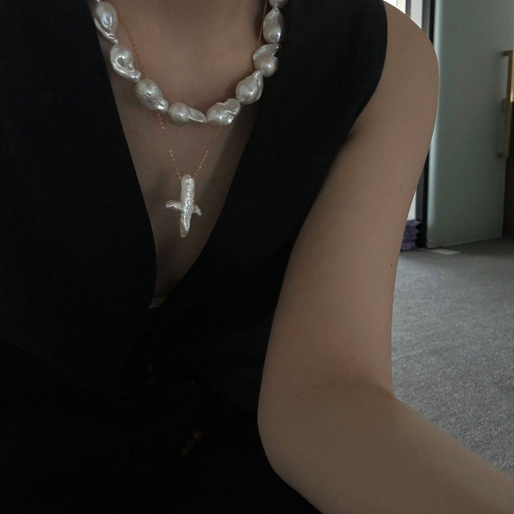 Celine Cross Pendant Necklace — product view 3