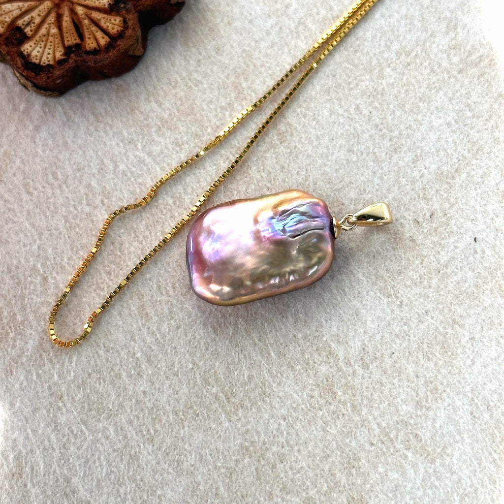 Odette Square Baroque Pearl Pendant Necklace — product view 3