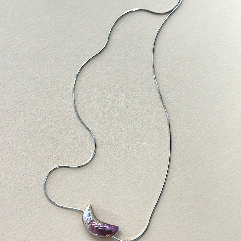 Selene Silver Moon Pearl Necklace — product view 3