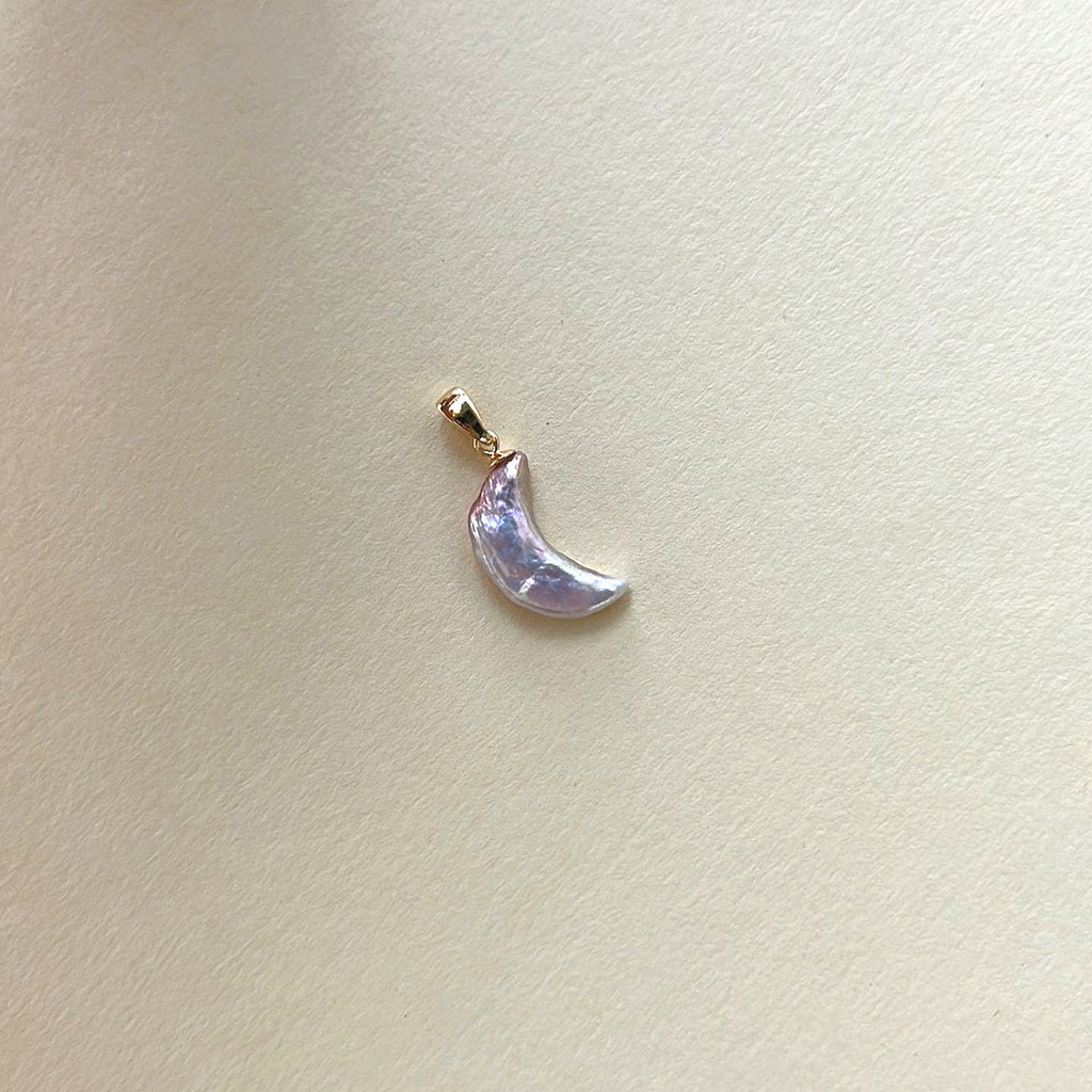 Selene Gold-Plated Moon Pearl Pendant Necklace — product view 4
