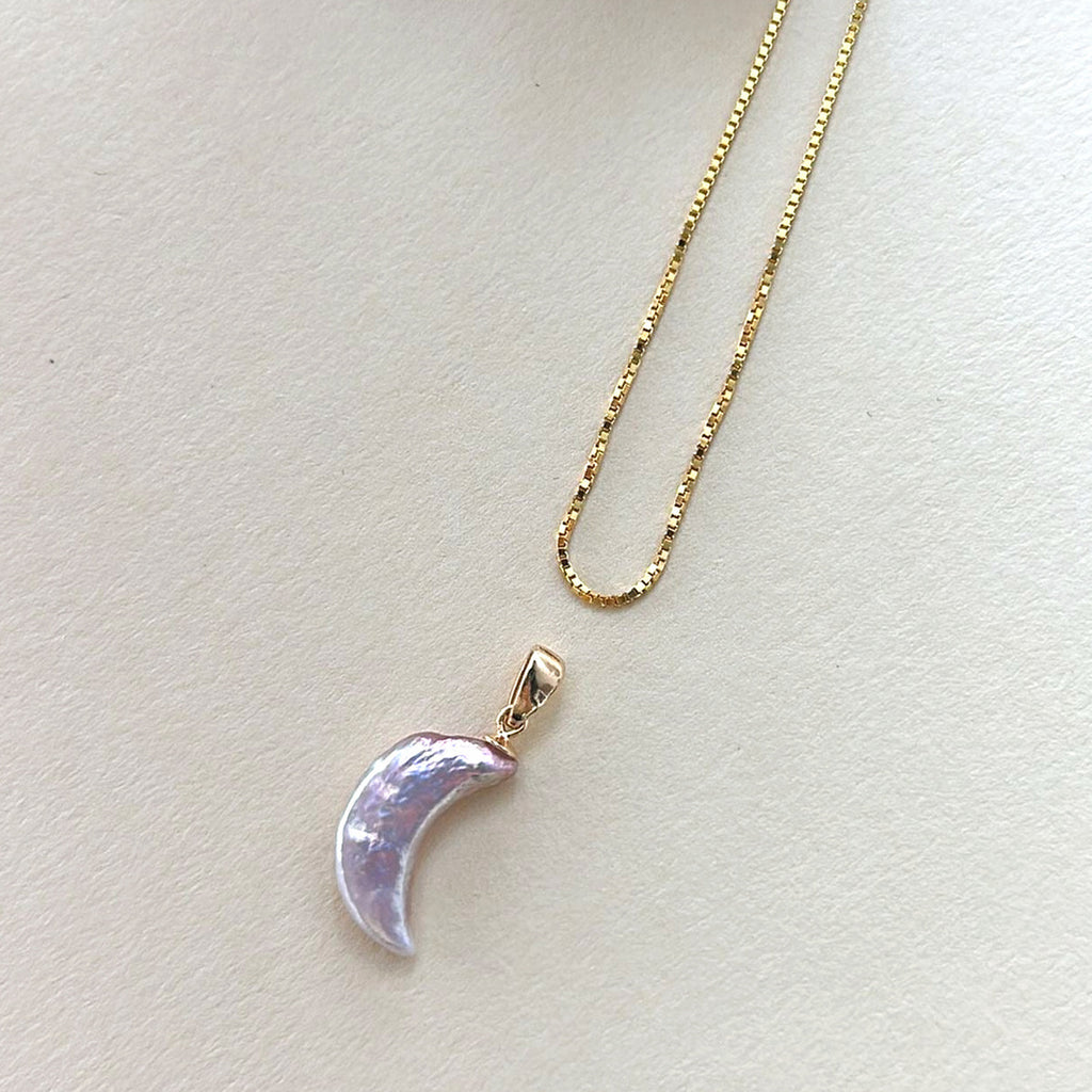 Selene Gold-Plated Moon Pearl Pendant Necklace — product view 1